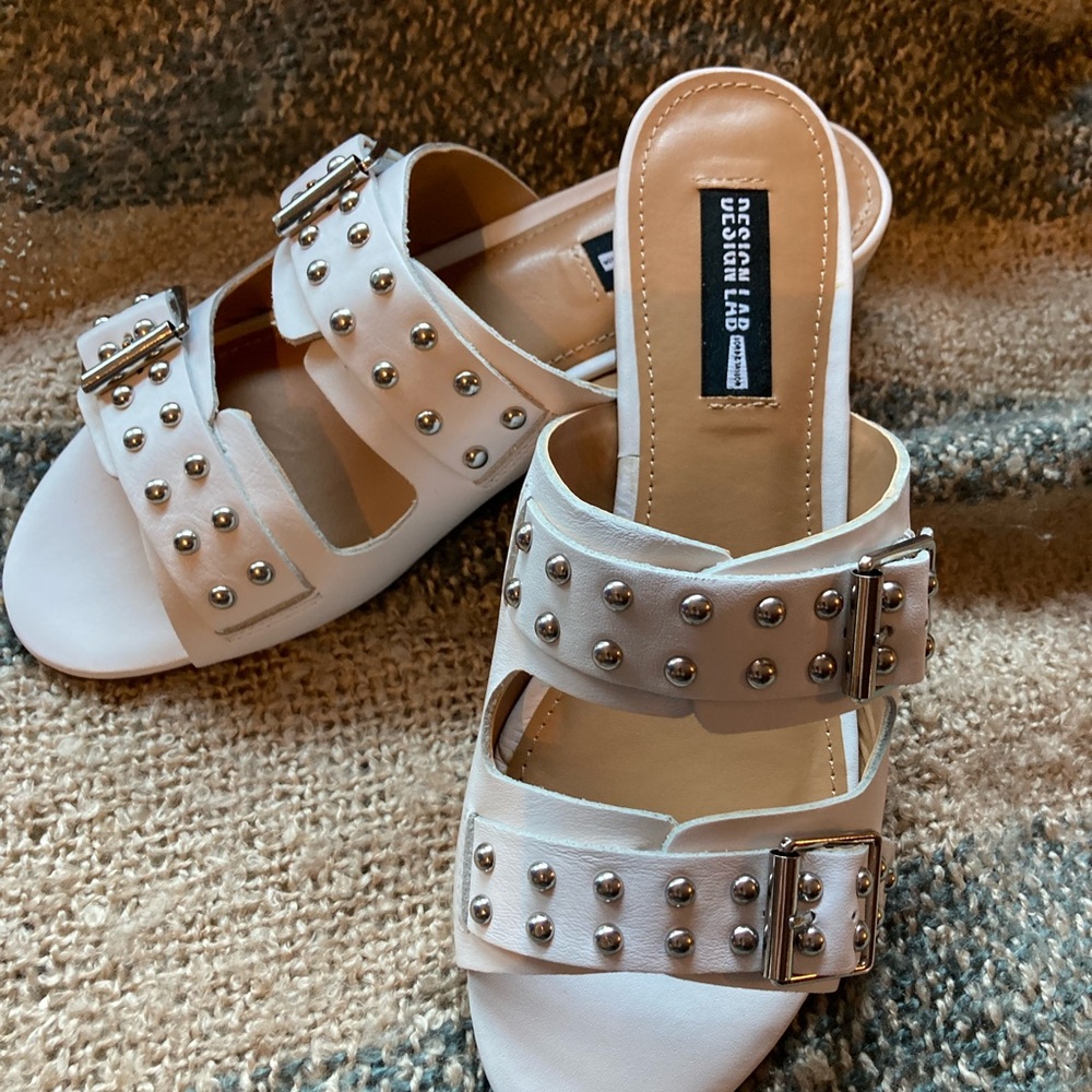 Design Lab Lord & Taylor White Studded Sandals